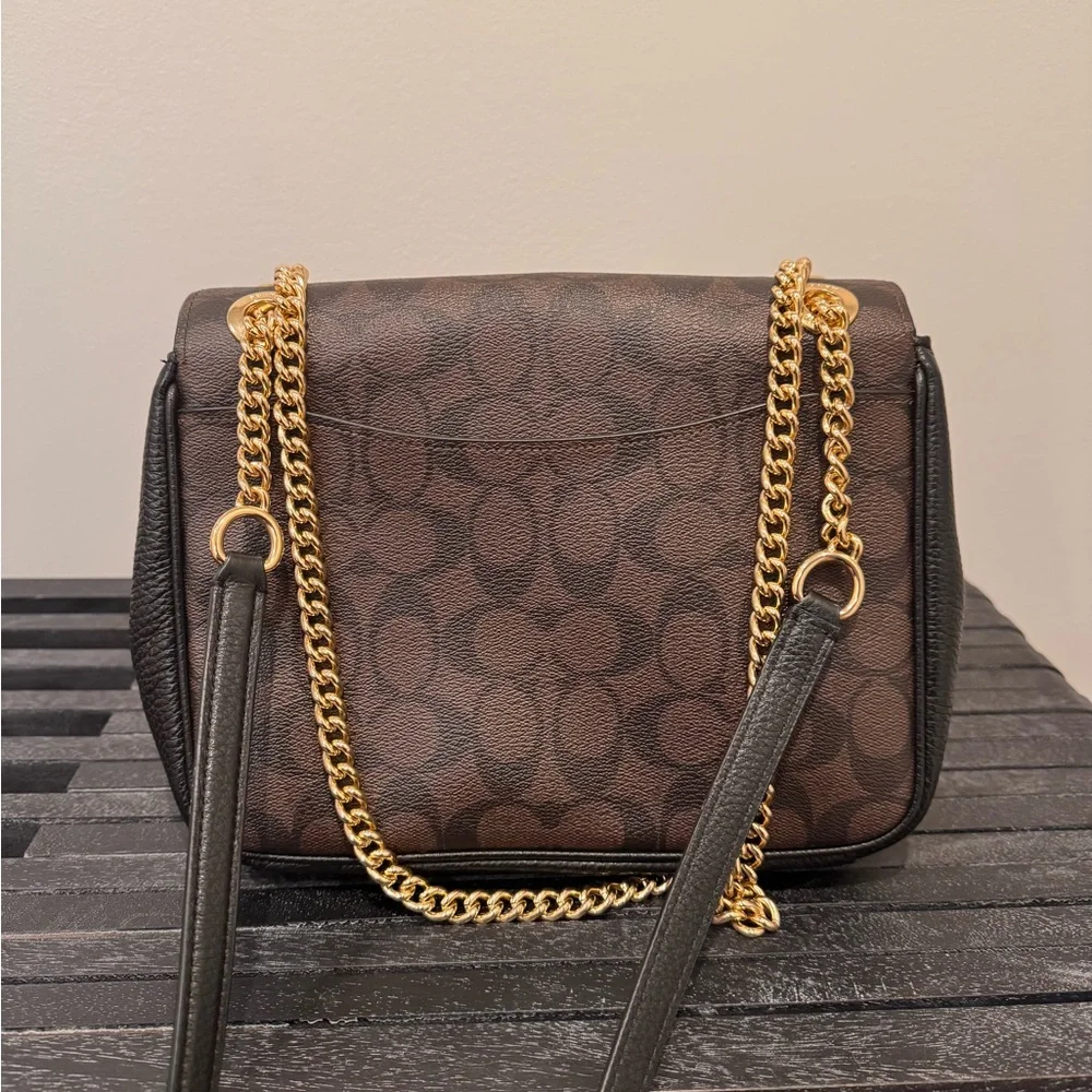 Coach Elodie - Black and Brown Pebble Leather Crossbody Bag - Picture 4 of 15